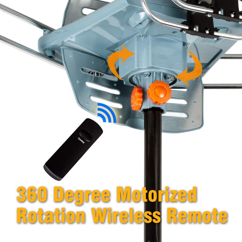 Five Star HDTV Antenna Amplified Digital Outdoor Antenna 150 Miles Range, 360 Degree Rotation Wireless Remote, with 40FT RG6 Coax Cable Installation Kit and Mounting Pole 5 TVs - Image 3